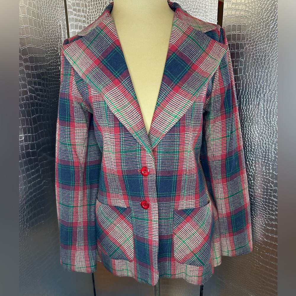 Trousers Up Vintage Red Blue Green Tan Blazer Size Small